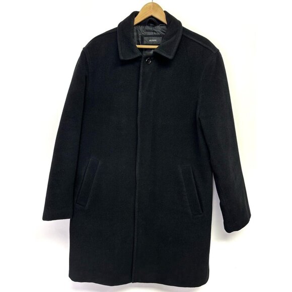 Alfani Men's Black Wool Cashmere Blend Lined Button Up Overcoat Size Medium - Picture 1 of 16